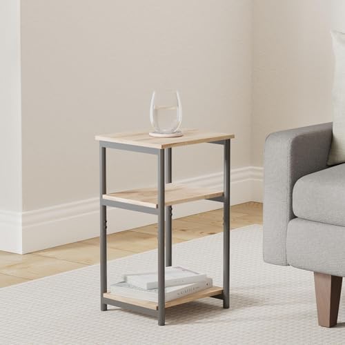VASAGLE BARNET Collection - Side Table, Small End Table for Living Room, Modern Tall Nightstand, Bedroom, Office, Bathroom, Steel Frame, Camel Brown and Ink Black ULET273B50 - color: Camel Brown + Ink Black