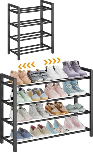 4-Tier Expandable Metal Shoe Rack for Closet & Entryway, Shoe Organizer | Shoe Storage • Adjustable Width • Holds 6–9 Pairs • Heavy-Duty Steel • Space-Saving Design • Tool-free • Easy Assembly - size: 4 Tiers