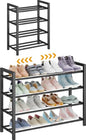 4-Tier Expandable Metal Shoe Rack for Closet & Entryway, Shoe Organizer | Shoe Storage • Adjustable Width • Holds 6–9 Pairs • Heavy-Duty Steel • Space-Saving Design • Tool-free • Easy Assembly - size: 4 Tiers