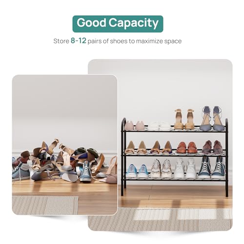 viewcare Shoe Rack for Closet, 3-Tier Long Shoe Rack for Entryway & Garage, Sturdy Metal Construction, Shoe Organizer Holds 8-12 Pairs - size: 3-Tier(Long)