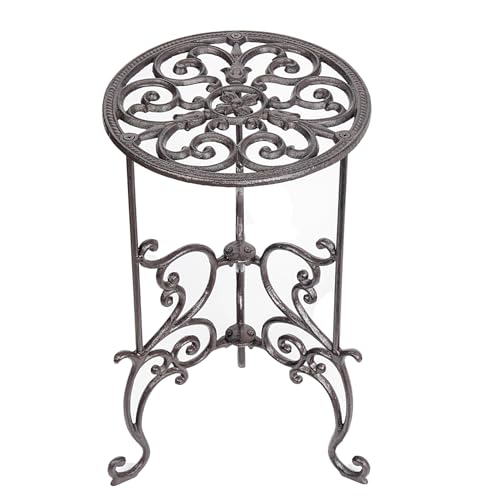 Sungmor Cast Iron Potted Plant Stand, 19.3 Inch 1 Tier Metal Planter Rack | Decorative Flower Pot Holder,Vintage & Rustic Style Indoor Outdoor Garden Pots Container Supports - color: 1-Tier Stand & 19.3Inch Tall