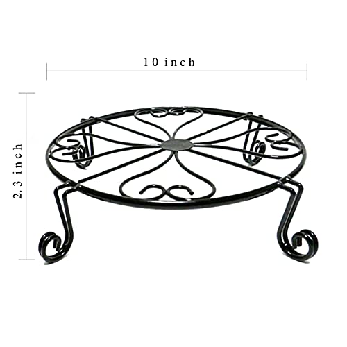 NSYOOMH 1 pack 10"-12" Metal Plant Stand Outdoor, for Flower Pot Heavy Duty Potted Holder Round Wrought Rustproof Iron Planter Stand, plant Stands Indoor Clearance and Outdoor patio - 10 Inches Black