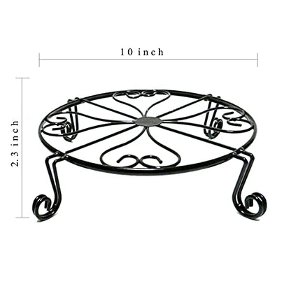 NSYOOMH 1 pack 10"-12" Metal Plant Stand Outdoor, for Flower Pot Heavy Duty Potted Holder Round Wrought Rustproof Iron Planter Stand, plant Stands Indoor Clearance and Outdoor patio - 10 Inches Black