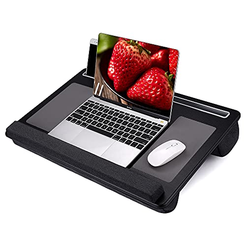 Extra Large Lap Laptop Desk- Home Office Portable LapDesk with Mouse Pad & Wrist Rest for Notebook/MacBook/Tablet, Sofa Bed Working, Writing, Drawing (Carbon Black, Fit Up to 17-inch Laptops)