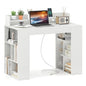 Giantex White Desk with Storage Shelves, 43" Home Office Computer Desk with Charging Station, Dual 3 Tier Bookshelf & Monitor Stand, PC Table Workstation, Modern Study Writing Desk for Bedroom, Dorm