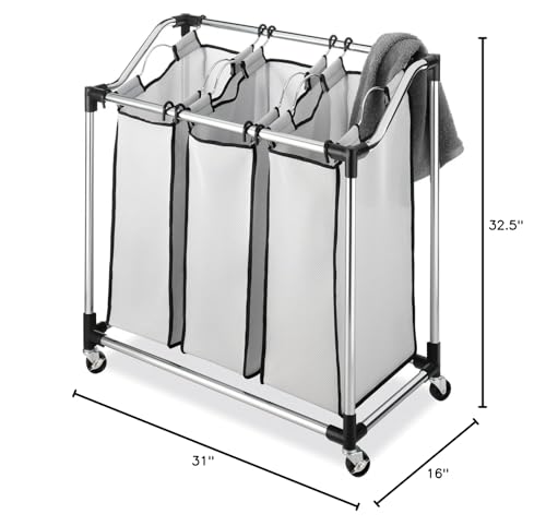 Whitmor Chrome Laundry Sorter with Foam Mesh Bags - size: LAUNDRY SORTER