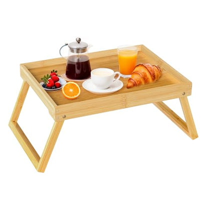 RRX Bed Tray Table with Folding Legs, Breakfast in Bed Tray (1, Beige) | Bed Trays for Folding Table Eating, Kitchen Serving, Food, Sofa, Snacking or Working, Laptop Desk Dinner, Snack Tray - color: Beige
