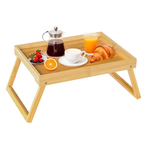 RRX Bed Tray Table with Folding Legs, Breakfast in Bed Tray (1, Beige) | Bed Trays for Folding Table Eating, Kitchen Serving, Food, Sofa, Snacking or Working, Laptop Desk Dinner, Snack Tray - color: Beige