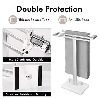 KES Hand Towel Rack Stand, Countertop Towel Rack Free Standing S-Shape Hand Towel Holder with Marble Base for Bathroom SUS304 Stainless Steel Polished Finished, BTH223 - color: Polished Finished