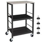 MOOACE 3 Tier End Table with Wheel, Kitchen Cart Storage Shelf, Gray | Small Side Table Nightstand, Rolling Kitchen Utility Cart Table Stand for Bedroom Living Room Office Balcony - color: Grey