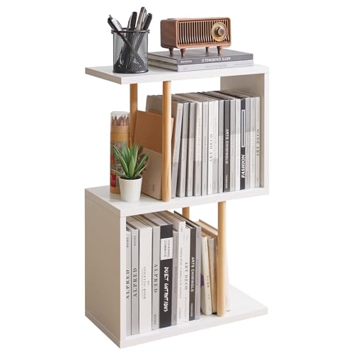 Aibiju Narrow Side Table with Open Storage Shelf, S-Shaped End Table, 3-Tier Nightstand, 23 inches High, Sofa Table for Small Spaces, White Side Table YD-ST003W - color: White