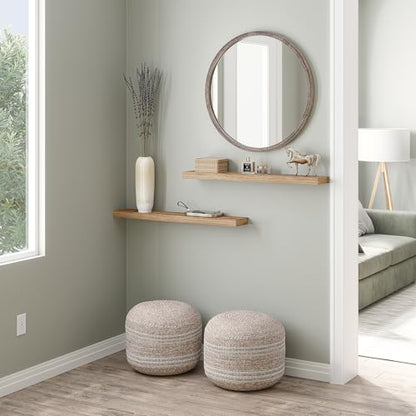 Ballucci Floating Shelves, 36" Wood Wall Shelf Set of 2, with Invisible Brackets for Bathroom, Living Room, Bedroom, Kitchen, Nursery, 6" Deep, Oak Finish - color: Natural Oak, size: 35.4 inches