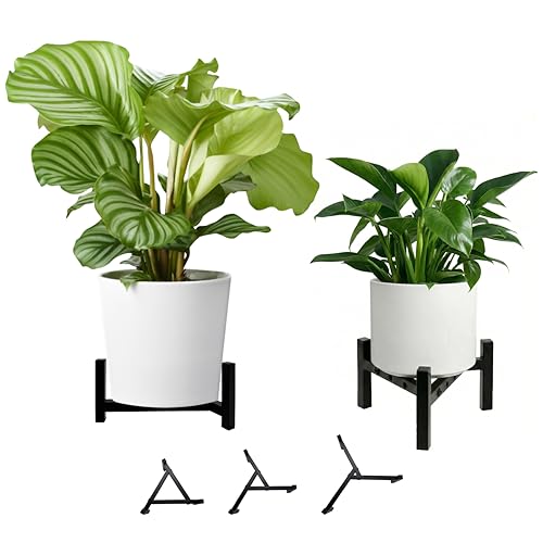 2-Pack Plant Stand Indoor Outdoor, Heavy Duty Stable Metal Holder Fits 8 to 14 Inch Flower Pots, Adjustable Black Plant Stands (Pots Not Included) - Black - size: 2 Pack - Triangle