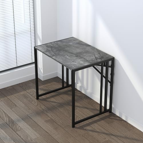 Lutown-Teen Small Folding Computer Desk 32 inch, Writing Gaming Computer Desk for Small Spaces, No Assembly Required Office Desk, Grey - color: Grey, size: 32 Inch