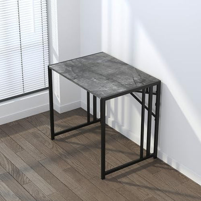 Lutown-Teen Small Folding Computer Desk 32 inch, Writing Gaming Computer Desk for Small Spaces, No Assembly Required Office Desk, Grey - color: Grey, size: 32 Inch