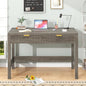 YOMILUVE Fluted Computer Desk with 2 Drawers, 39 Inch Small Computer Desk with Storage, Compact Writing Study Desk for Small Spaces, Gray - color: Grey