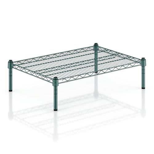 Green Epoxy Wire Storage Shelf, Dunnage Rack, Commercial 1 Tier Small Shelf, 21" x 30" x 8", Heavy-Duty Metal Construction - color: Green, size: 21"D x 30"W x 8"H