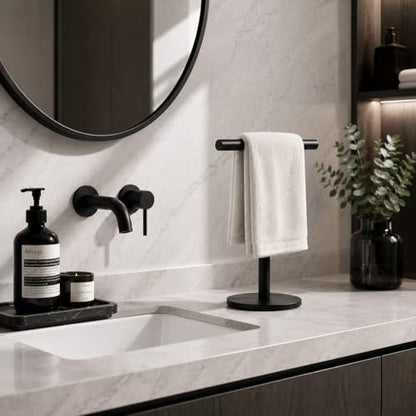 Bathroom Hand Towel Holder Stand，T-Shape Hand Towel Holder Stand SUS304 Stainless Steel Matte Black for Bathroom，Kitchen or Vanity Countertop(2 Pack) - color: Matte Black-2pack