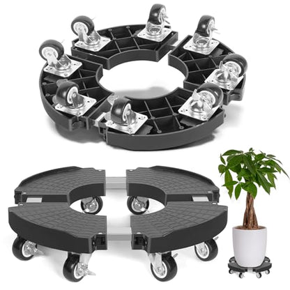 TreeGun Plant Caddy with Wheels Heavy Duty with 8 Lockable Casters, Rolling Plant Stand Adjustable for 8 inch-22 inch Outdoor Indoor Large Plant, Plant Dolly with Wheels Heavy Duty 500lbs Capacity - size: 1 PACK