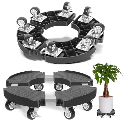 TreeGun Plant Caddy with Wheels Heavy Duty with 8 Lockable Casters, Rolling Plant Stand Adjustable for 8 inch-22 inch Outdoor Indoor Large Plant, Plant Dolly with Wheels Heavy Duty 500lbs Capacity - size: 1 PACK