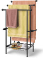 Freestanding Towel Rack for Bathroom, Pool & Outdoor, 3-Tier 39" Metal | Rust-resistant metal towel drying rack with storage basket, designed for oversized towels 24.4" L x 13" W x 39" H - size: 24.4"L x 13"W x 39"H