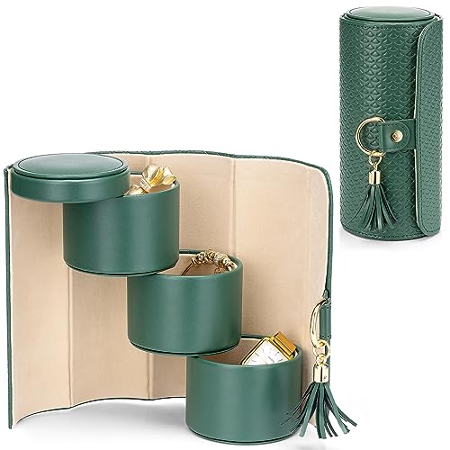 VLANDO Wedding Gifts for Women, Travel Jewelry Box, Bridal Shower Bridesmaid Gifts for Wedding Day Bride Gifts, Bridesmaid Proposal Gifts, Travel Jewelry Organizer - Green - color: Green
