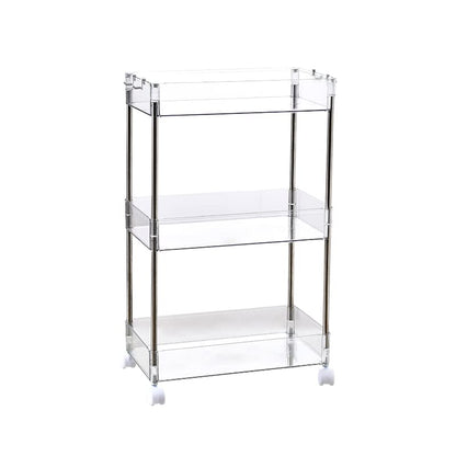 Chris.W Slim Storage Cart 3 Tier with Wheels, Clear Bathroom Cart Organizer, Mobile Shelving Unit Rolling Utility Cart, Slide Out Organizer for Kitchen, Bathroom, Laundry, Narrow Places, Office - 8" W - size: 8"W