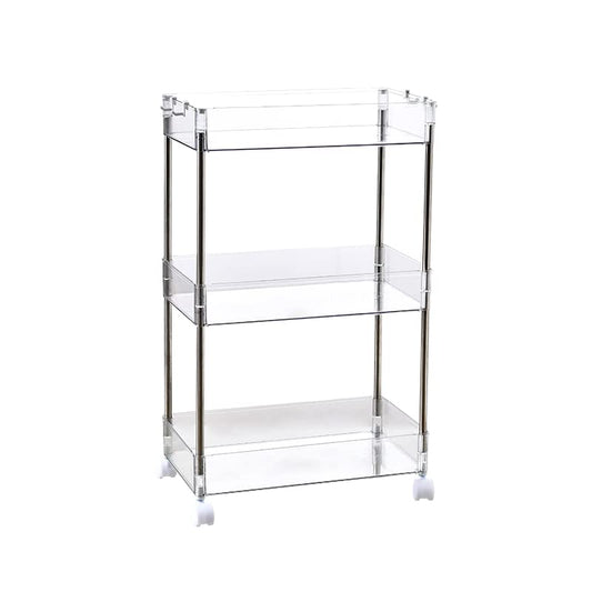 Chris.W Slim Storage Cart 3 Tier with Wheels, Clear Bathroom Cart Organizer, Mobile Shelving Unit Rolling Utility Cart, Slide Out Organizer for Kitchen, Bathroom, Laundry, Narrow Places, Office - 8" W - size: 8"W