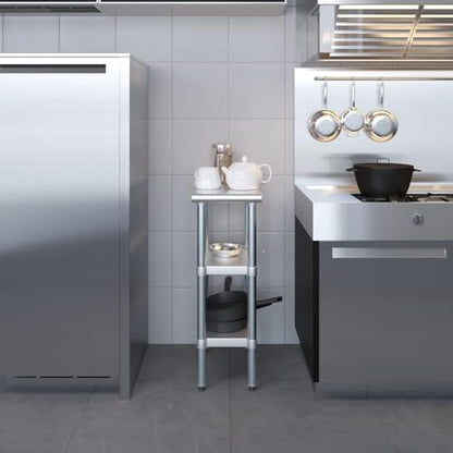 Stainless Steel Work Table with Double Undershelf – Commercial Prep Table for Kitchen, Restaurant, Bakery – NSF Certified (24 x 12) - size: 24x12