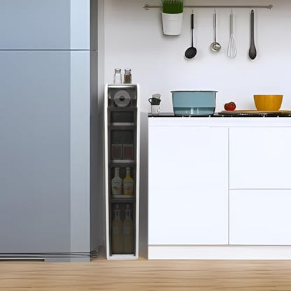 4-Tier Bathroom Floor Cabinet, Narrow Bathroom Storage Cabinet, Mobile and No Installation Required, Perfect for Small Space Laundry Rooms, Toilet Areas, and Living Room Gaps - style: 4-Tier