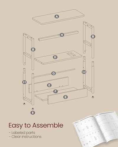 VASAGLE Side Table with Charging Station, Narrow End Table, 3-Tier Nightstand, Sofa Table for Small Spaces, Magazine Rack, for Living Room, Bedroom, Study, Cream White ULET335W01 - color: Cream White