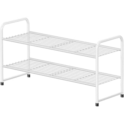 Simple Shoe Rack, 2 Tier Heavy Duty Metal Shoe Shelf 27 Inch Wide, White - color: White, size: 2 Tier