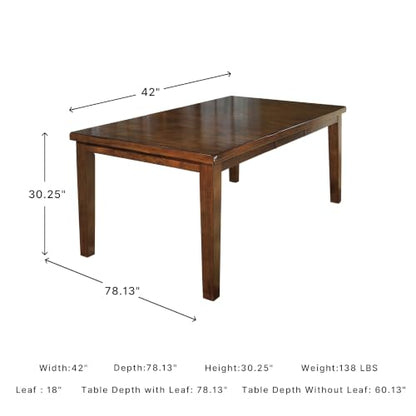 Signature Design by Ashley Ralene Extendable Dining Table, With Butterfly Leaf Seats 6-8, Wood Dining Room Table for Family Meals, Burnished Brown 42 x 60-78 Inch | 18-inch self-storing butterfly leaf, Crafted from veneers, wood and engineered wood, Seats