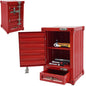 Industrial Shipping Container Cabinet, 3-Tier Nightstand with Drawers, End Tables Bedside Table Container Style Locker Wrought, Retro Style Metal Container Cabinet for Bar, Bedroom, Garage (Red) - color: Red