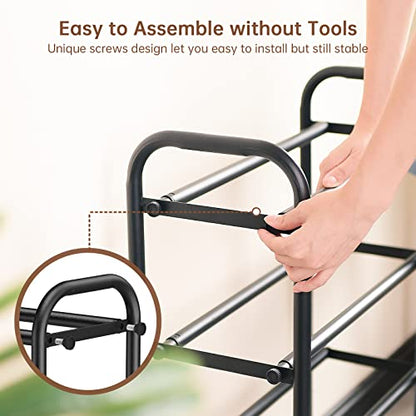 Gonfoam 4-Tier Expandable Shoe Rack,Adjustable Shoe Shelf Storage Organizer Heavy Duty Metal Free Standing Shoe Rack for Entryway Closet Doorway (Black) | Tool-Free Assembly, Metal Material, Adjustable Shoe Organizer, Sturdy, Small Space Solution, Dorms,
