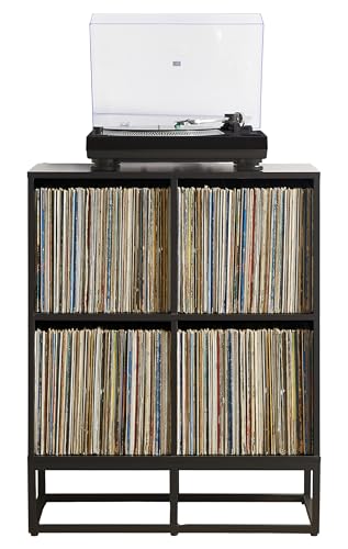 Crosley Furniture Enzo Record Storage Cube Bookcase, Vinyl Records Holder and Player Stand, Black