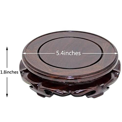 Oriental Furniture Wooden Display Stand Base Lotus Pedestal Vase Base Table Lamp Teapot Base Black Catalpa Furniture Stable Home Decoration Size4 (5.43x1.78in)
