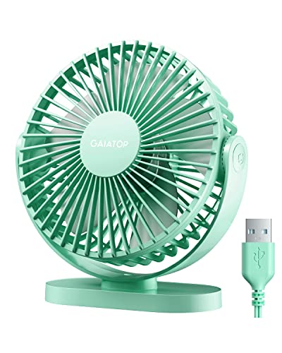 Gaiatop USB Desk Fan, 5.5 Inch Small Quiet Powerful 3 Speeds 90° Rotate, Personal Mini Portable Desktop Table Fans, Cooling for Home Office Car Travel Indoor Outdoor Green - color: Green, size: Small