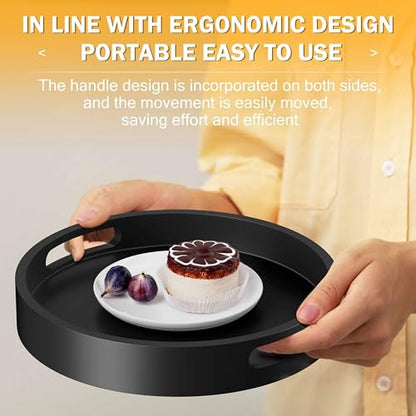 Lazy Susan Organizer Homerays 13 Inch Non-Skid Bamboo Lazy Susan for Kitchen Rotating Spice Rack with Handles, Wood Turntable for Kitchen Cabinet,Countertop (Black, Large) - size: 13" High Rim Black