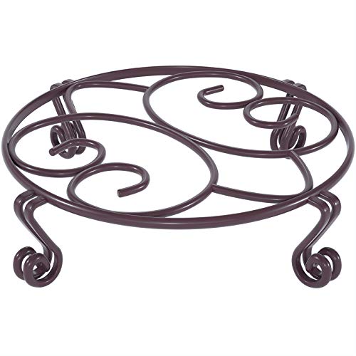 Yimobra Original Patented Plant Stand for Flower Pot Heavy Duty Potted Holder Indoor Outdoor, Metal Rustproof Iron Garden Container Round Supports Rack for Planter, Brown, 11.8 Inches - color: Brown, size: 11.8 x 3.1 inches