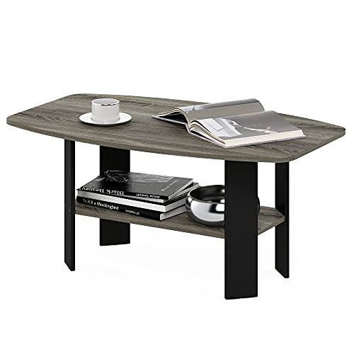 Furinno Simple Design Coffee Table, French Oak Grey/Black - color: French Oak Grey/Black, size: Coffee Table