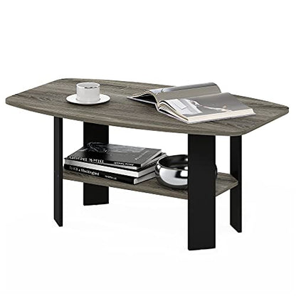 Furinno Simple Design Coffee Table, French Oak Grey/Black - color: French Oak Grey/Black, size: Coffee Table