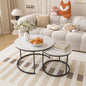 Nesting Coffee Table Set of 2 Round Side Tables, 27.6 Inch Marble Top Coffee Table with Metal Frame for Small Space, Living Room, Bedroom, Balcony & Apartment(White) - color: White
