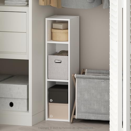 Furinno Reed 3-Tier Closet Organizers and Storage, Closet Organizer, Open Shelf Closet Storage, for Wardrobe, Bedroom, Living Room, 8-Inch Width, White - color: White, size: 3-Tier; 7.9" W