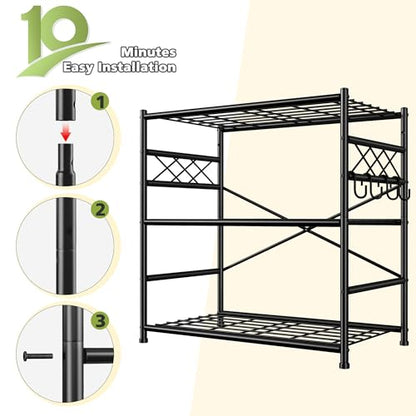 Durayloly 3Tier Storage Shelves Metal Shelving Unit Organizer,Adjustable Wire Shelving Rack Pantry Kitchen with Hooks,Shelves for Laundry,Office and Bathroom closet shelves 23.6" W x 13.8" D x 30.9" H - size: 23.6" W x 13.8" D x 30.9" H (3T)