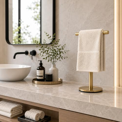 Bathroom Hand Towel Holder Stand，T-Shape Hand Towel Holder Stand SUS304 Stainless Steel for Bathroom，Kitchen or Vanity Countertop - color: Gold