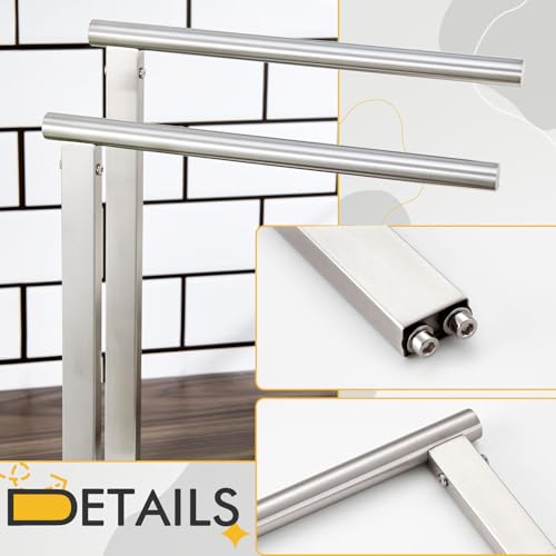 KOKOSIRI Hand Towel Holders Standing Towel Bars 2-Tier with Marble Base for Bathroom Vanity Countertop, Brushed Stainless Steel 15.7'' Height THS0007-BR - color: Brushed Nickel, size: 2-Bar