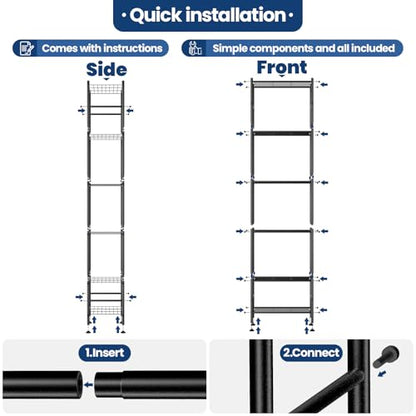 Abiglifty Storage Shelves, 6-Tier Metal Shelving, Closet Shelves with Adjustable Leveling Feet, Shelf Organizer for Kitchen, Pantry, Laundry - size: 6 Tier