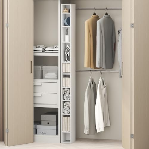 Furinno Fulda 10-Tier Closet Organizers and Storage, Open Shelf, Storage Organizer, 6-Inch Width, for Closet, Bedroom, White - color: White, size: 10-Tier; 6"W