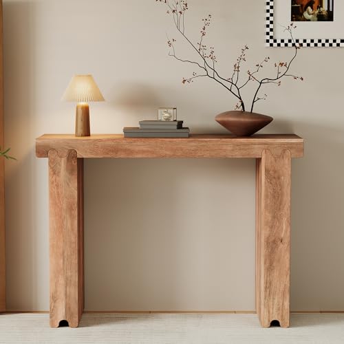 Merax Farmhouse Mango Wood Entryway Table, Minimalist Narrow Console Tables for Hallway, Living Room, Foyer, Easy Assemble, Honey - color: Honey